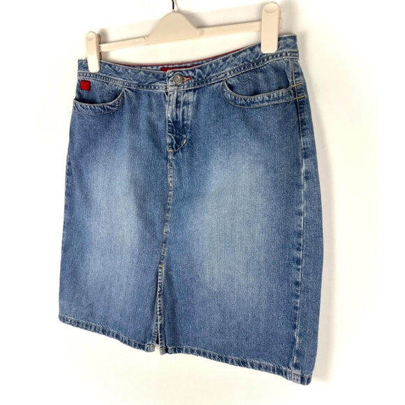 Vintage Y2K ‘Bongo Jeans Wear’ Denim Mini Pencil Skirt - Faded Wash - Small - Picture 3 of 10